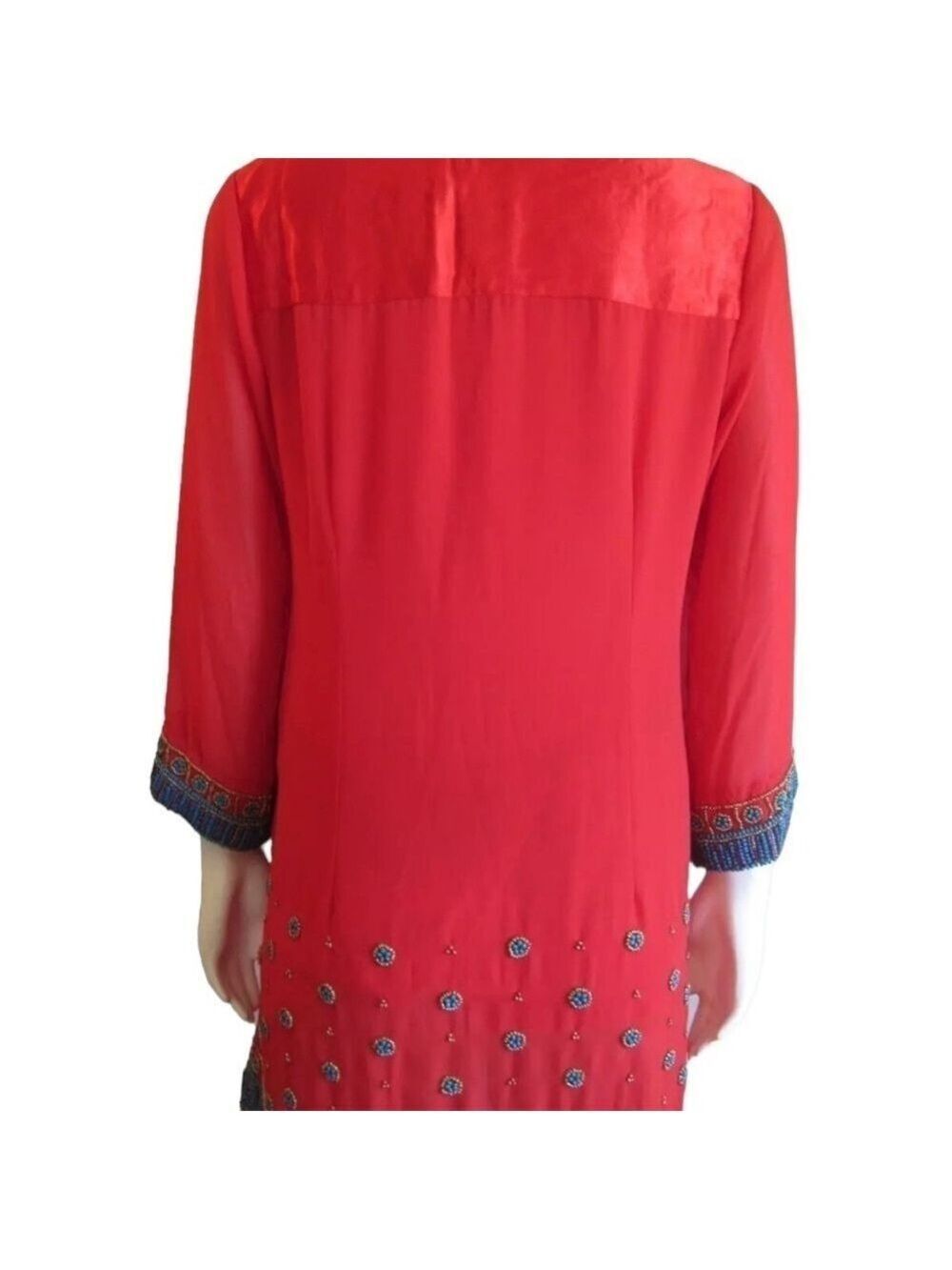 Soft Surroundings Label Noir Casablanca Red Beaded Hippie Tunic Size Lar… - Picture 5 of 11